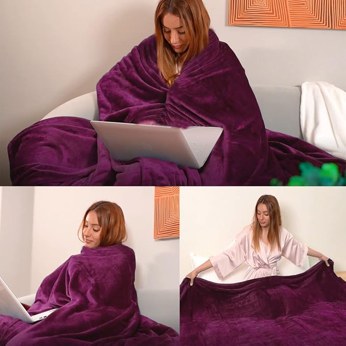 Purple Fleece Plush Throw Blanket 50"x60"for Couch Sofa Fuzzy Cozy Flannel | Super Soft Lightweight Microfiber Blanket for Bed Chair bedroom Home Decor All Season,Birthday Gifts for Women Mom Adult