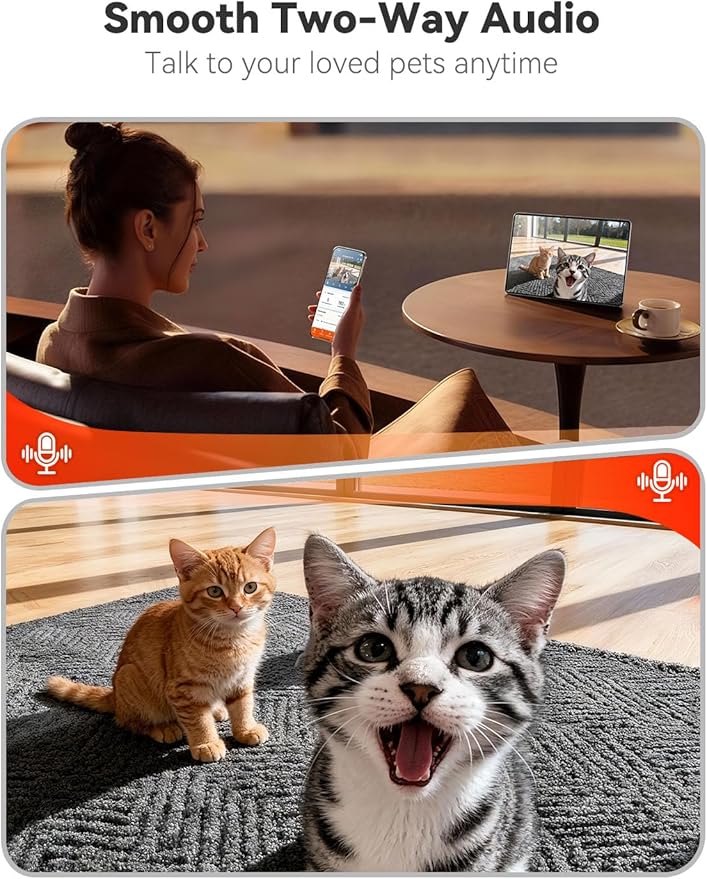 WOPET Automatic Cat Feeder with Camera for Two Cats, 6L Smart Pet Feeder with 1080P HD Video & Night Vision, 5G/2.4G WiFi Cat Dog Feeder, 2-Way Audio, SD Card Storage, Up to 10 Meals per Day