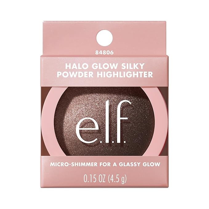 e.l.f. Halo Glow Silky Powder Highlighter, Long-Lasting Luminous Face Finish, Cake-Resistant With Micro-Shimmer, Vegan & Cruelty-Free, Bronzed Baddie