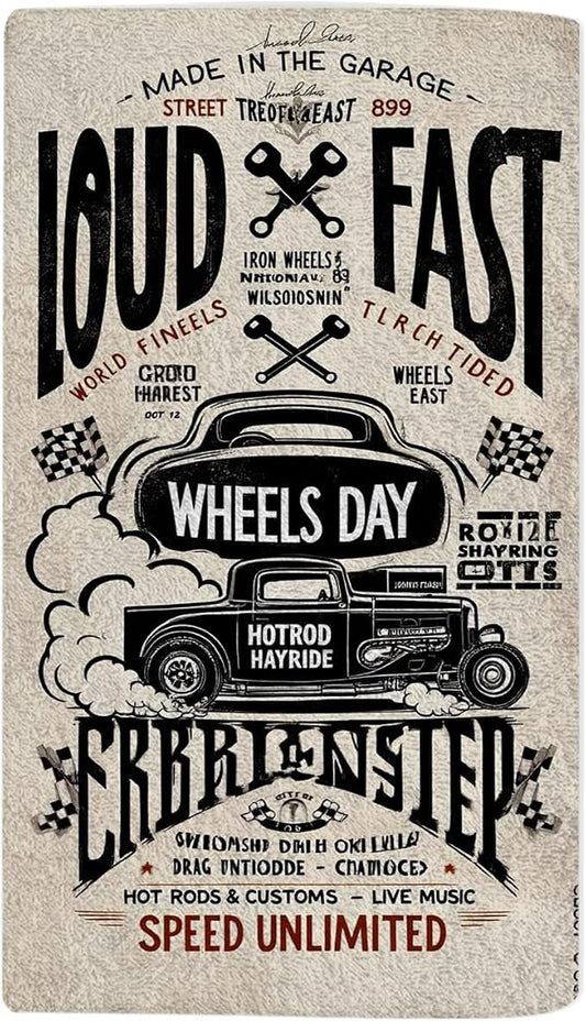 Hotrods Car Hand Towel Old School Vintage Face Towels Suit Travel Sports Pool Swimming Bath Camping Spa Gym Yoga,15x30 Inch
