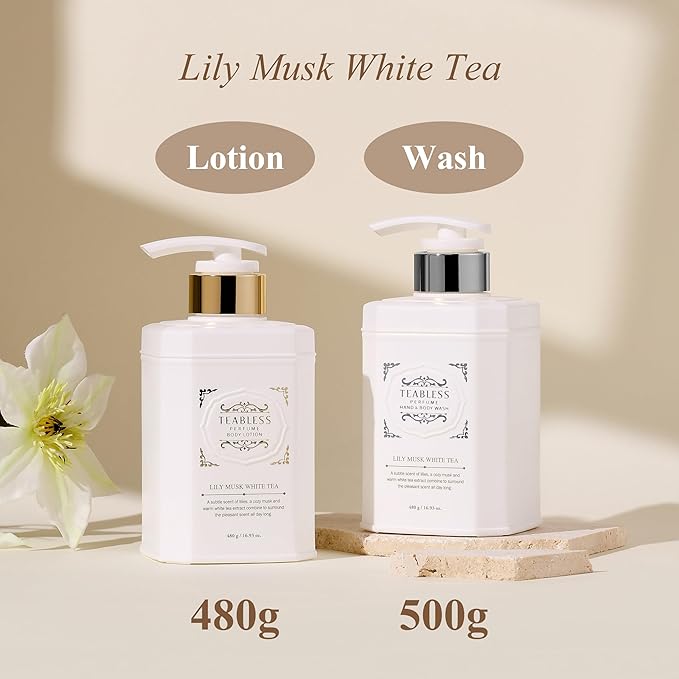 TEABLESS Perfumed Body Wash, Hydrating Body Cleanser for Sensitive Skin | Gentle, Moisturizing, Non-Sticky, Korean Skin Care (Floral Musk, Body Duo)