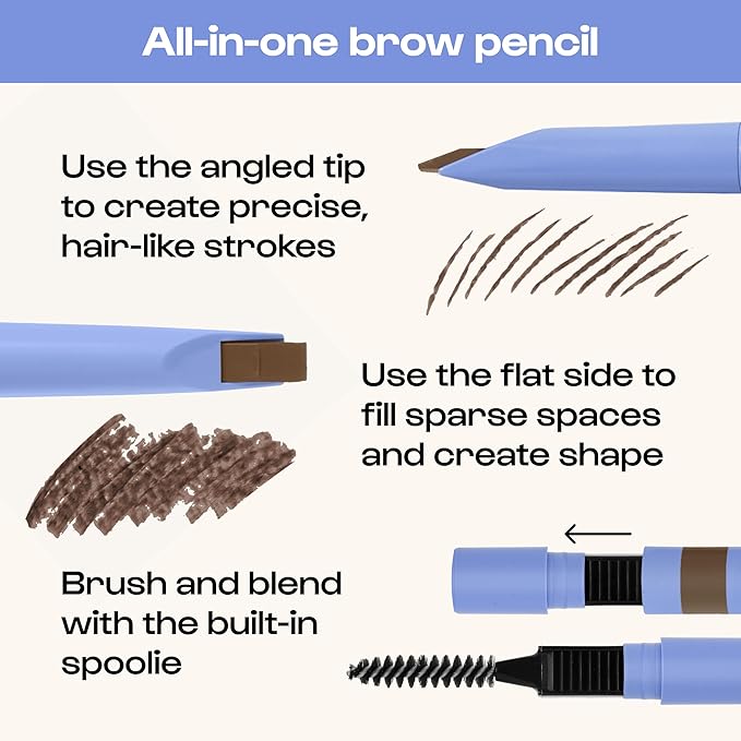 ALLEYOOP Swift Eyebrow All-In-1 Brow Definer with Built-In Sharpener & Spoolie Brush, Water & Smudge Resistant and Eyebrow Pencil for Women, Natural Matte Finish, Vegan, Cruelty-Free (Dark Brown)
