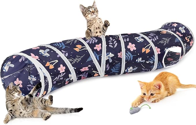 Glittme S-Shape Cat Tunnel, Foldable Cat Tunnels for Indoor Cats