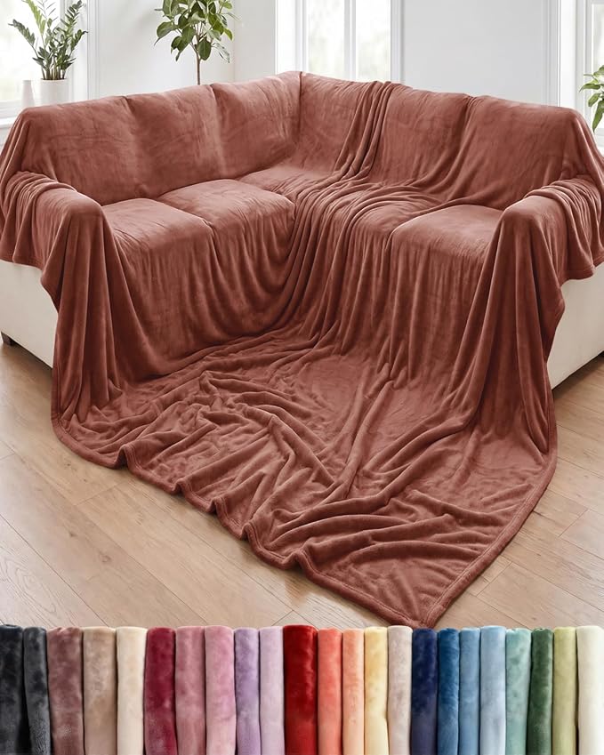 Ultra Soft Fleece Blanket Oversized King Size - Flannel Fleece Luxury Blanket - Lightweight for Couch Bed Chair - Thick, Warm and Breathable - All Season Cozy, Mocha Mousse