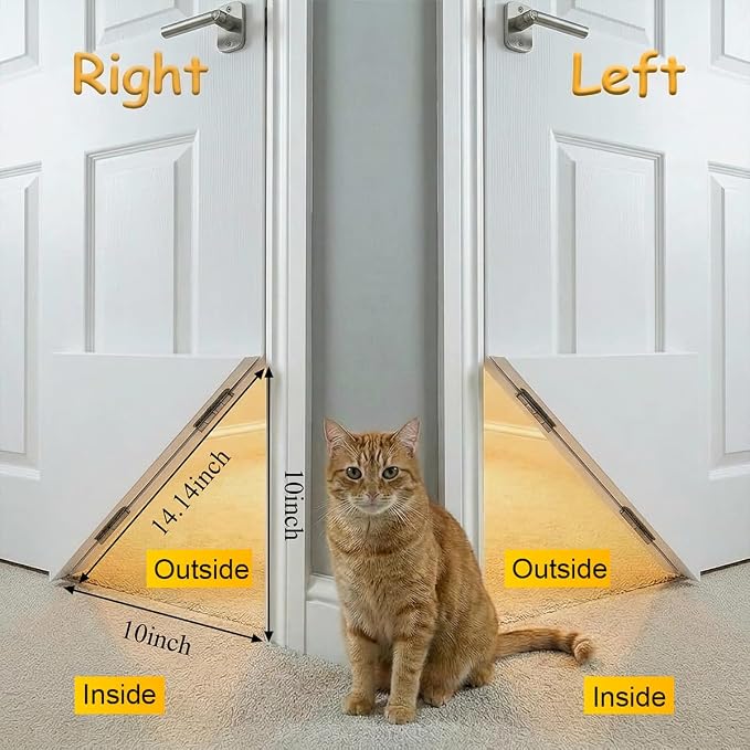 Cat Door Interior Door Hinges Cat Door Corner Hinge Kit Clears the Floor-R | Indoor Cat Door Fits Hollow Doors and Solid Core Cat Doors Easy DIY Install Without Striking the Floor Functional