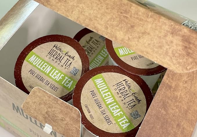 Palm Beach Medicinal Herbs - Mullein Leaf Tea T-CUP™ Pods Single Cup Brew Pods Compatible with Keurig K-Cup Single-Serve Brewers (12 Count)