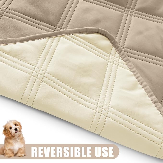 Smiry Waterproof Dog Bed Cover, Reversible Pet Blanket for Sofa Couch | Soft Washable Dog Blanket, Leakproof Couch Cover for Dogs Cats & Furniture Protection, 52x82, Taupe/Beige