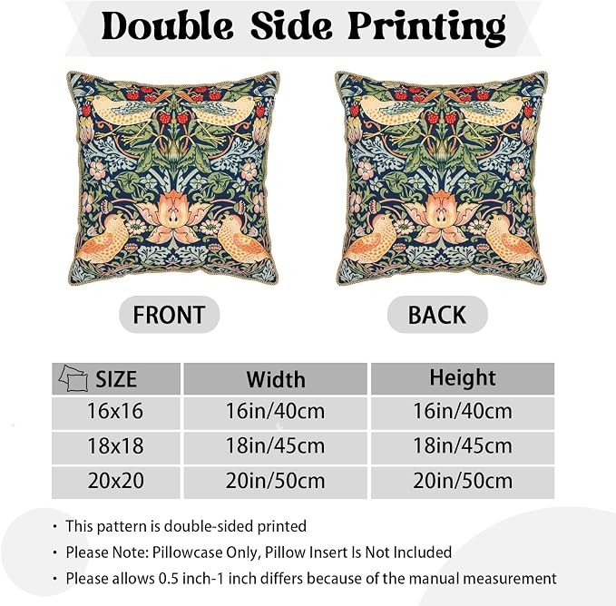 KSLIDS Navy Blue Sage Green Soft Velvet Throw Pillow Covers Set of 2 Red Strawberry Floral Bird Decorative Pillow Covers 20x20 Inch Vintage Chinoiserie Pillow Case for Sofa Couch Farmhouse Home Decor