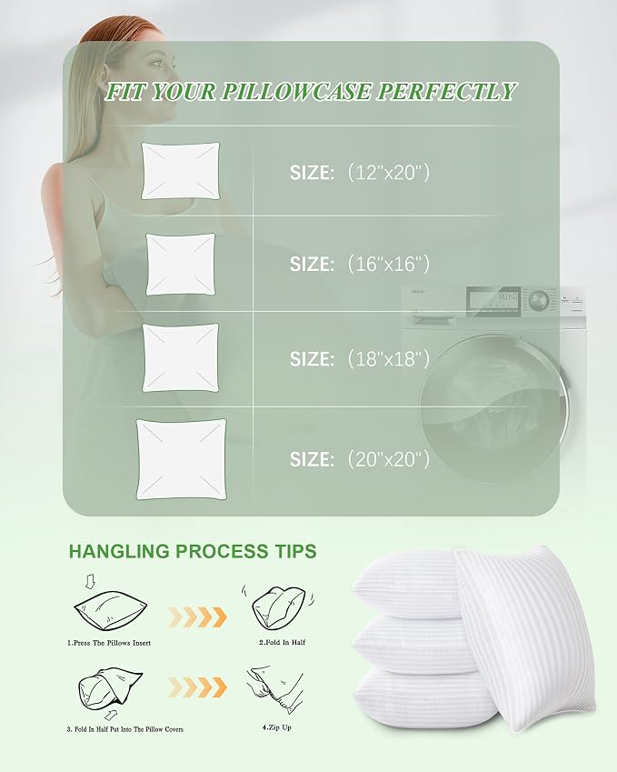 Yettbea Pillow Insert Set of 4, Soft Virgin Microfiber Square Throw Pillow Inserts for Living Room, Couch Bed Pillows, Down Alternative Filled, 16x16 Inch(40x40cm White
