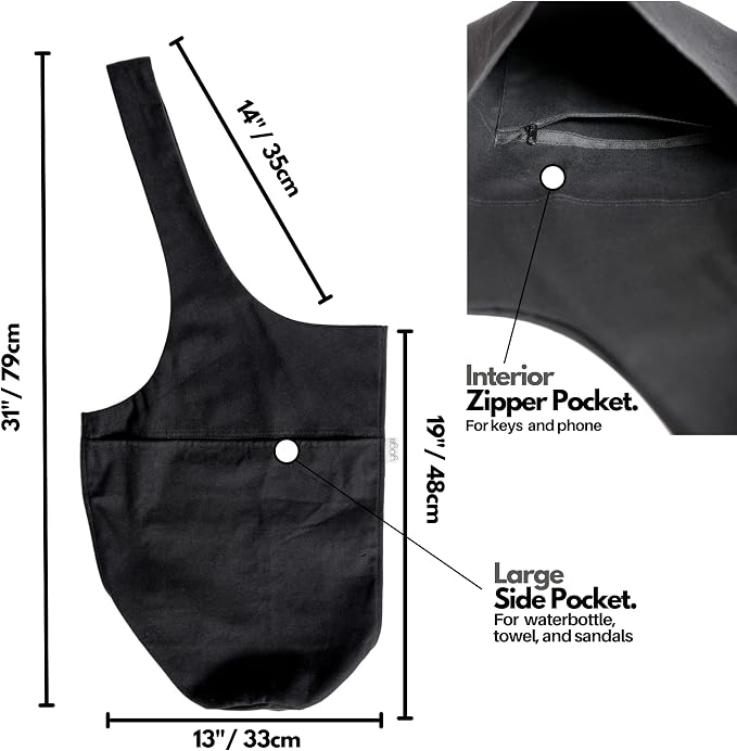 Yogiii Yoga Mat Bag | The ORIGINAL YogiiiTote | Yoga Mat Carrier Tote Sling w/Large Side Pocket & Zipper Pocket | Fits Most Size Mats