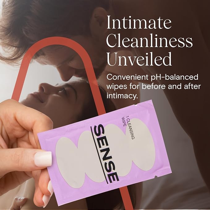 Sense Cleansing Wipes (24 Pack) Individually Wrapped pH Balance Wipes for Women - Made in the USA, Flushable Wipe, On-The-Go Before and After Freshness Intimate Wipe, Feminine Care