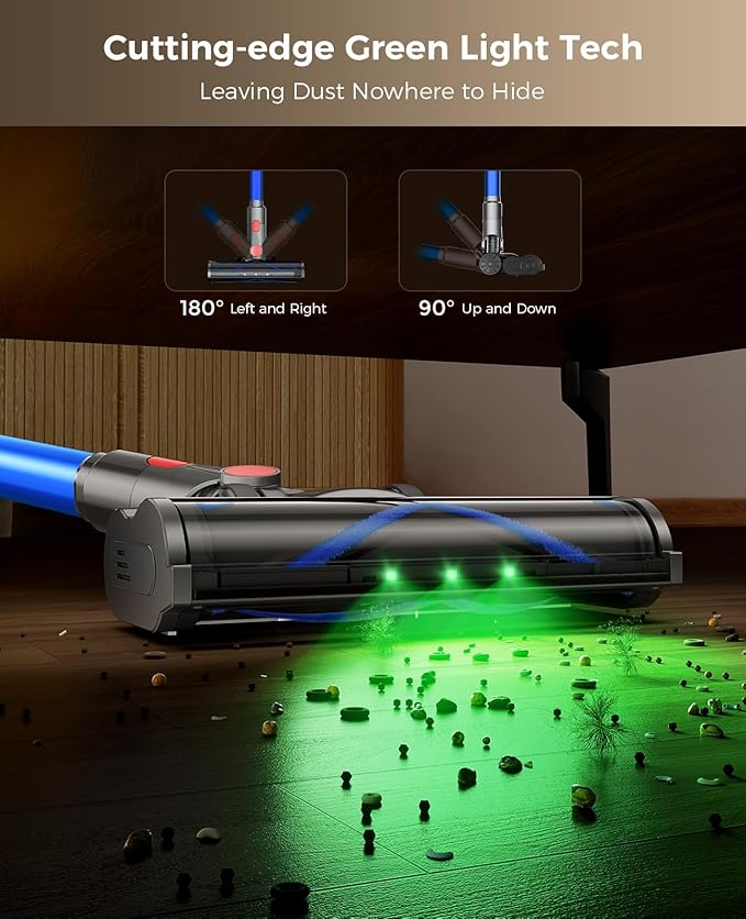 Cordless Vacuum Cleaner, 500W 45KPA Stick Vacuum Cleaners for Home
