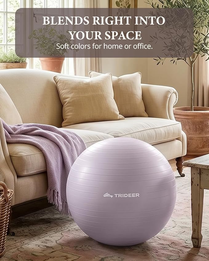 Trideer Exercise Ball, Stability Yoga Ball for Physical Therapy, Active Sitting, Pregnancy & Birth Labor Prep, Core Strength, Balance Training, Posture Improvement and Daily Stretching, 55/65/75cm