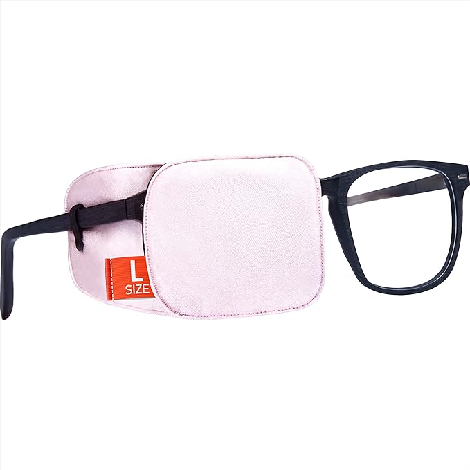 Astropic Large Silk Eye Patch for Adults Kids Big Glasses to Cover Either Eye (Large, English Rose Pink)