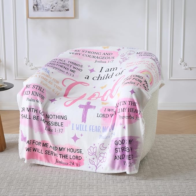 Christian Gifts for Women – “I Am a Child of God” Scripture Blanket with Bible Verses, Soft Fleece Religious Throw, Inspirational Faith Gift for Girls & Teens, Baptism, Birthday