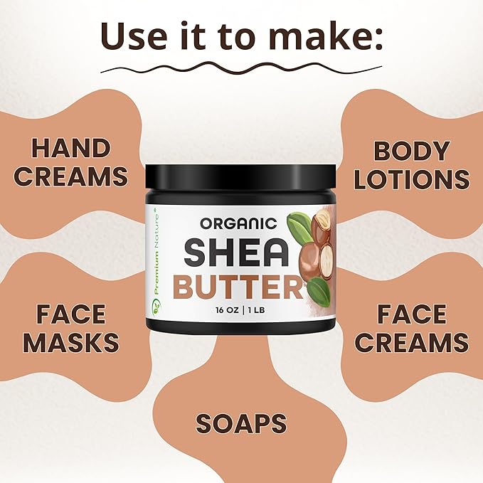 Pure Shea Butter Raw Organic for Skin Pure Virgin Unrefined Body Lotion Stretch Mark Skin Care Scar Cream Organic Shea Butter Raw Unrefined African Shae Manteca de Karite Organica Pura 16 oz