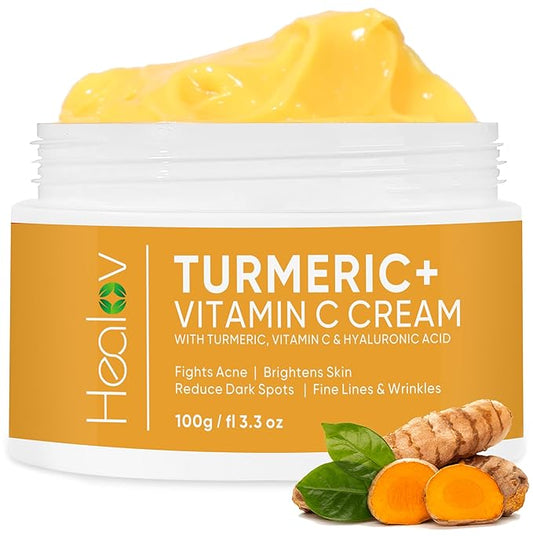Turmeric Cream for Skin Brightening - All Natural Face & Body Turmeric Skin Lotion - Turmeric Cleanses Skin, Fights Acne, Evens Tone, Marks, Sun Damage, & Age Spots - Pure Turmeric Cream (Large)