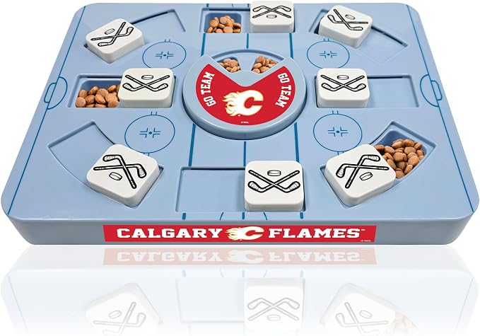 Pets First NHL Calgary Flames Large Puzzle Toy, New Size, Interactive Dog Treat & Slow Feeding Toy