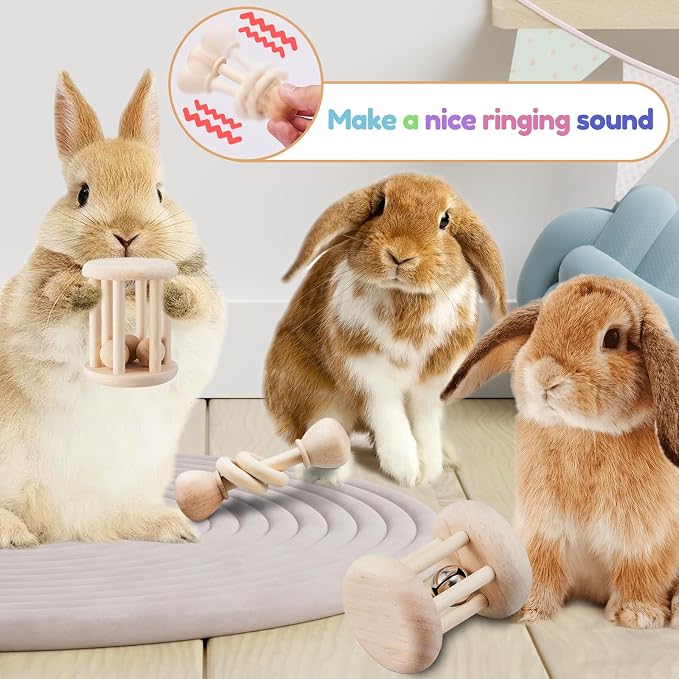 AOWPFVV Wooden Bunny Toys,Safe Rabbit Toys for Guinea Pigs,Small Animals