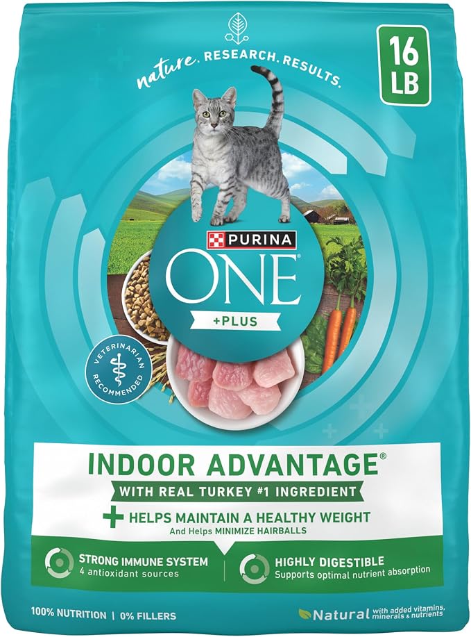 Purina ONE Natural, Low Fat, Weight Control, Indoor Dry Cat Food, +Plus Indoor Advantage - 16 lb. Bag