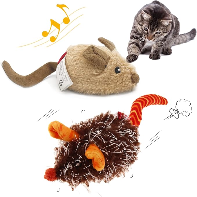 Gigwi Automatic Moving Cat Mice Toys 2 Pack, Interactive Chase Toys for Cat
