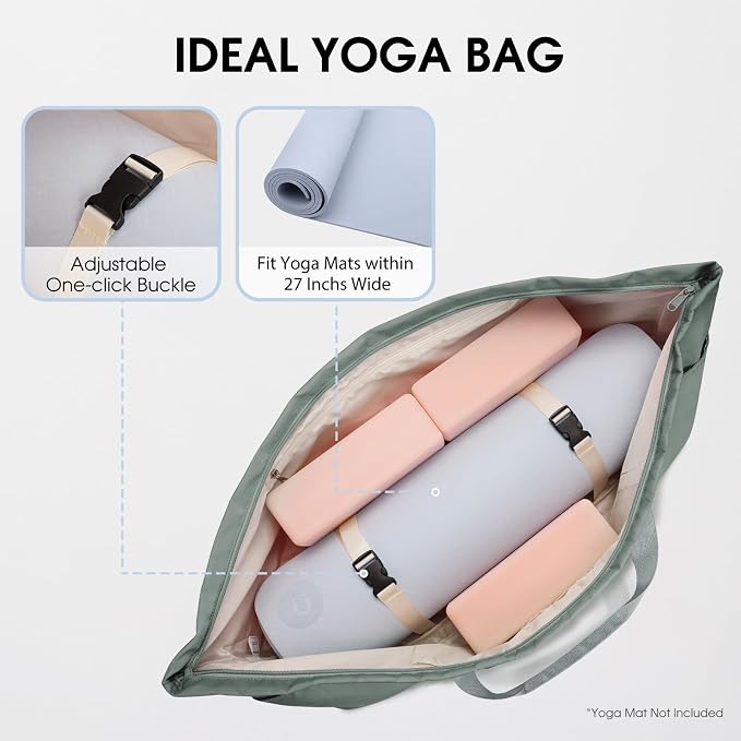 sportsnew Large Yoga Mat Bag with Shoes Compartment and Wet Pocket Ladies Pilates Gym Tote Bag with Yoga Mat Holder Strap for Women Men Workout Carrier Stuff Accessories