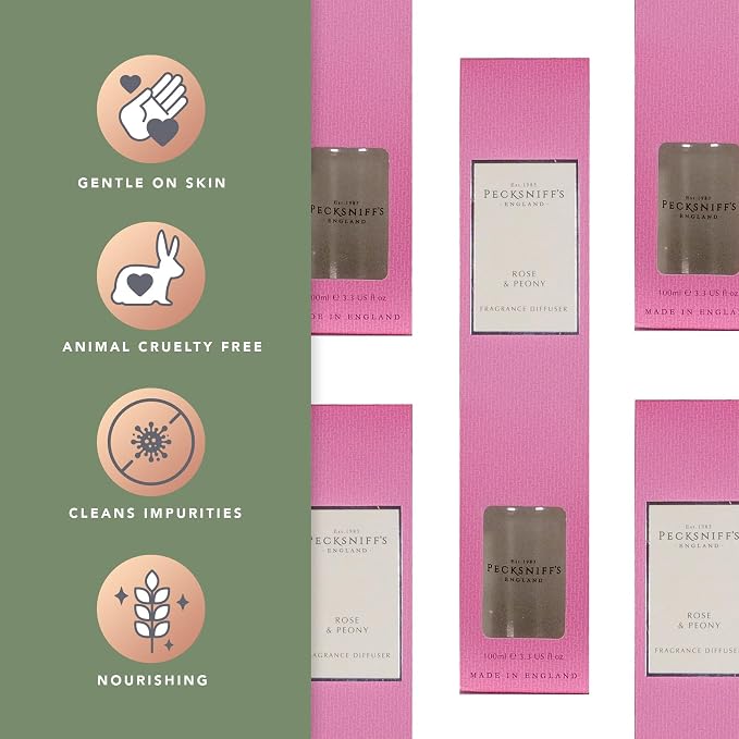 Pecksniff's Rose & Peony Reed Diffuser, 100 ml/3.38 Fl Oz