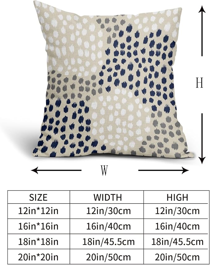 Navy White Pillow Covers 18x18 Set of 2 Boho Gray Polka Dot Throw Pillows Modern Trendy Print Decorative Outdoor Farmhouse Pillowcase Cushion Cover Linen Pillow Case Decor for Home Sofa Couch Bed