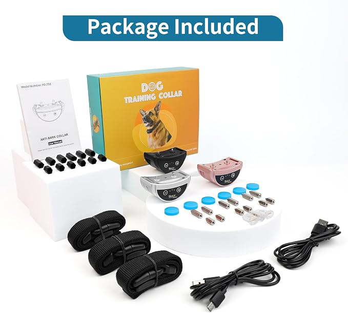 PetJoy Dog Bark Collar 3 Pack, 5 Adjustable Sensitivity Levels Barking Collars, Smart Automatic Bark Collar with 7-Stage Escalating Beep-to-Shock Correction