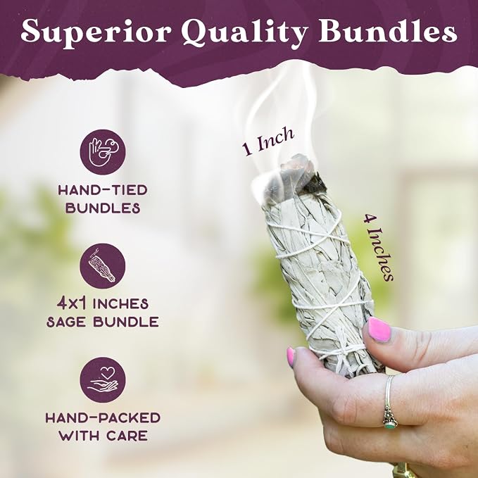 Purple Canyon Sage Smudge Kit - 24 Pack - White Sage Smudge Sticks Incense Kit for Meditation Home Cleansing Aromatherapy and Smudge Rituals - Bulk Refill Bundle
