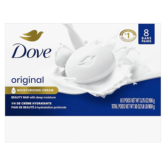 Dove Beauty Bar Soap Original for Soft,Smooth Skin,with 1/4 Moisturizing Cream 3.75 oz,(Pack of 16)