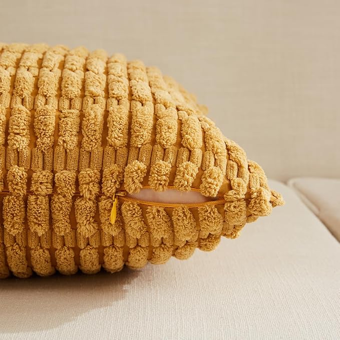 Fancy Homi 4 Packs Decorative Throw Pillow Covers for Living Room Couch Bed, Modern Farmhouse Boho Home Décor Accent Cushion Case, 24" x 16", Mustard Yellow