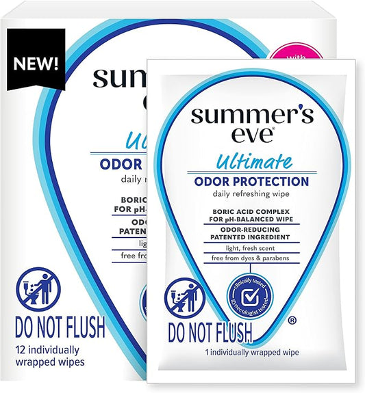 Summer's Eve Blissful Escape 32 Count & Ultimate 12 Count Odor Control Feminine Wipes Bundle