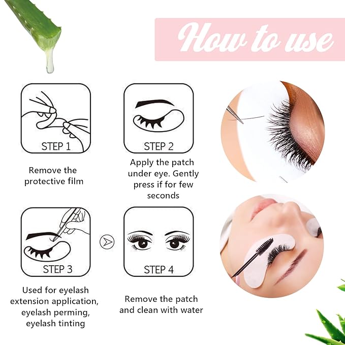 GreenLife 400 Pairs 100% Natural Eyelash Extension Under Eye Gel Pads patches kit Collagen Aloe Vera Hydrogel Eye Patches Eyelash Extension Supplies Tools, Lash Extension Supplies (100 200 400 Pairs)