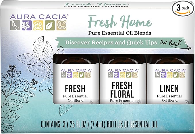 Aura Cacia Fresh Home Essential Oil Kit - Light Aroma, No Synthetic Fragrances