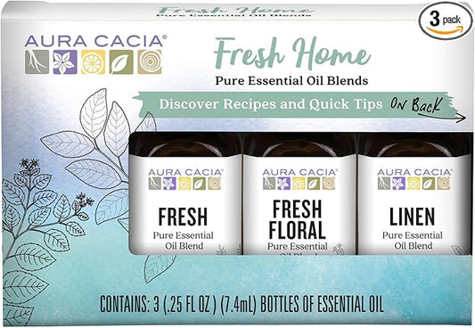 Aura Cacia Fresh Home Essential Oil Kit - Light Aroma, No Synthetic Fragrances