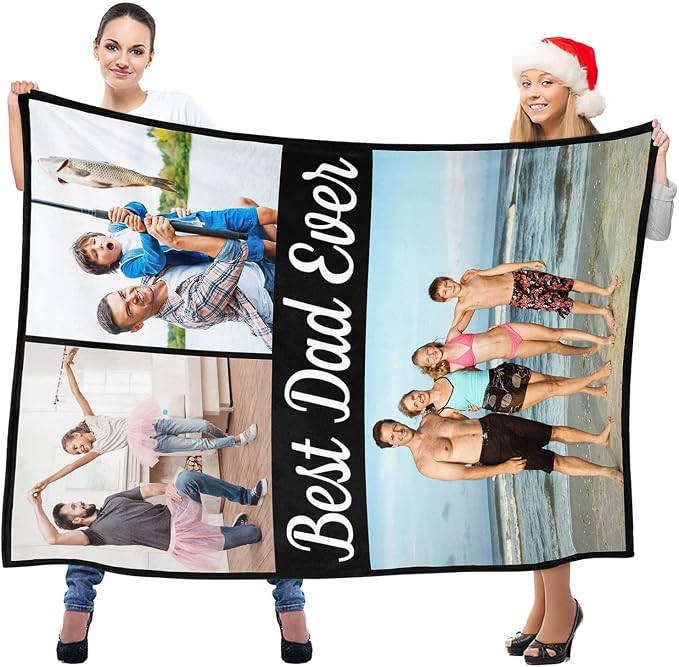 inkArts Custom Blanket with Photo, Personalized Blanket, Customized Photo Blankets, Customizable Picture Blankets, Personalized Fathers Day Blanket Gifts for Dad Baby Kid Family