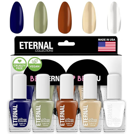 Eternal Nail Polish Set for Women (PLANET EARTH) - Nail Polish Set for Girls - Long Lasting & Quick Dry Nail Polish Kit for Home DIY Manicure & Pedicure - Made in USA, 13.5mL (Set of 5)