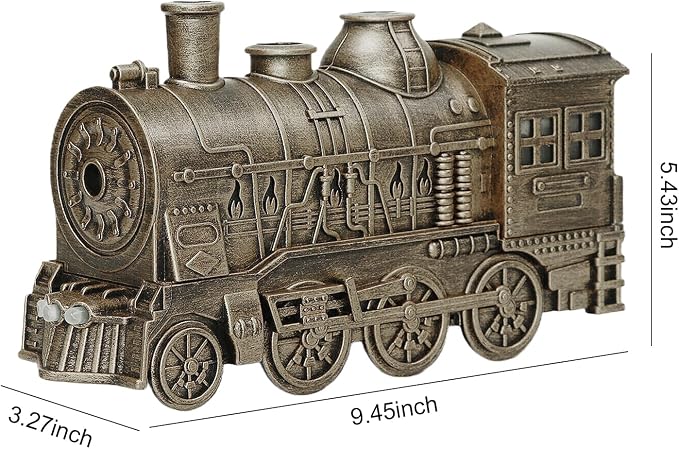 Train Diffuser, 300ml Vintage Steam Train Essential Oil Diffuser, 2 Color LED Dual Mist Modes Christmas Train Air Diffuser Aromatherapy Humidifier with Remote Control, 2/8 Hours Auto Shut-Off