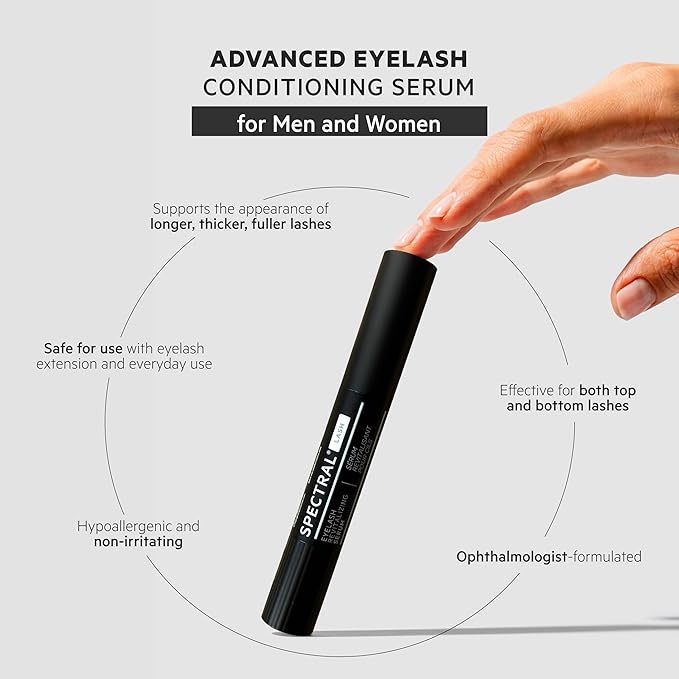 DS Labs Spectral.LASH Women's Multi-Peptide Eyelash Conditioning Serum - Supports Longer, Fuller, Thicker, Looking Lashes, Safe for Lash Extensions, Oil-Free, Paraben & Sulfate Free, Cruelty Free