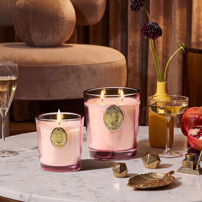 M&SENSE Large Two-Wick Soy Candle | Jasmine & Pink | 19.8 oz, 120H Burn Time | Luxury Scented Candle for Relaxation, Gifting, Home Décor | Ideal for Bedroom, Office, Party Ambiance