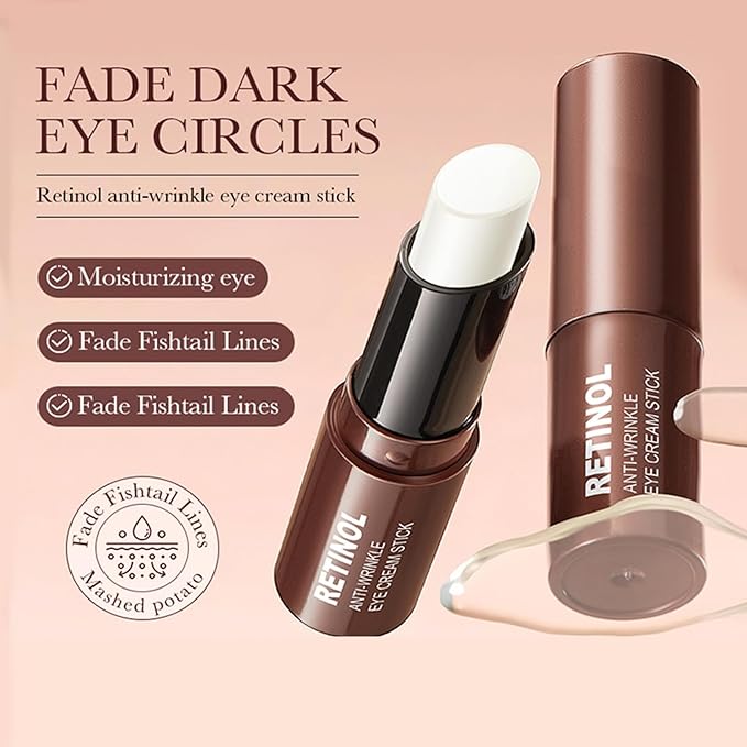 Retinol Eye Cream Stick, Anti Aging Retinol Eye Cream for Dark Circle, Wrinkles In 3-4 Weeks, Under Eye Cream Hydrating Revive Glow Eye Balm Stick for Puffiness and Bags Reduces Fine Lines