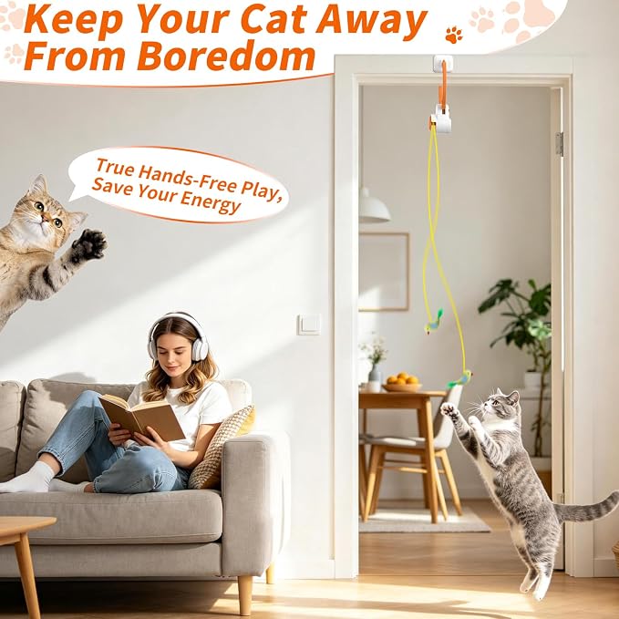 Interactive Cat Toys, Automatic Flying Bird Door Hanging Toy for Cats