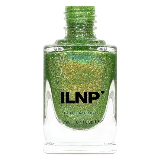 ILNP 1UP - Lime Green Holographic Nail Polish, Chip Resistant Manicure, Long Wear Nail Lacquer, Smooth & Glossy Finish, Non-Toxic, Vegan, Cruelty Free, 12ml
