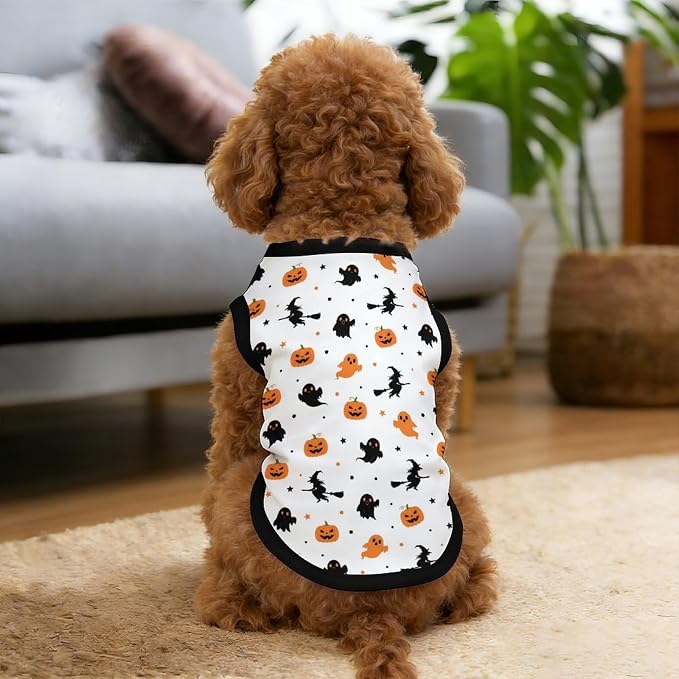Halloween Pet Vest Fly Witch Pet Shirts Medium | pumpkin boo Dog Shirt Vest cute pet Sleeveless Vests Ice Silk Dog T-Shirts holiday Dog Clothes Halloween Canine Wear