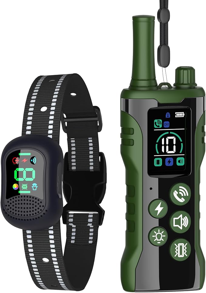Dog Training Collar -4900Ft Dog Training Collar with Remote,IP67 Waterproof Electric Collar with 4 Training Modes,Support Remote Voice Call Function,Rchargeable E-Collarfor All Dog Sizes (Green)