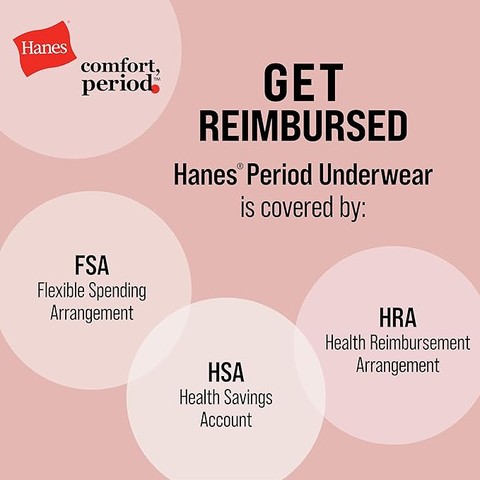 Hanes Women's Period Underwear Pack, 3-Pack, Comfort, Period. Moderate Leaks Period Panties, Odor Protection