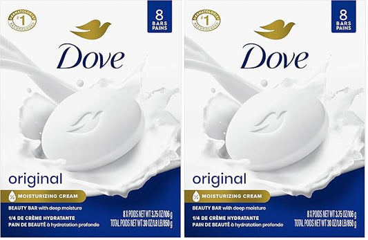 Dove Beauty Bar Soap Original for Soft,Smooth Skin,with 1/4 Moisturizing Cream 3.75 oz,(Pack of 16)