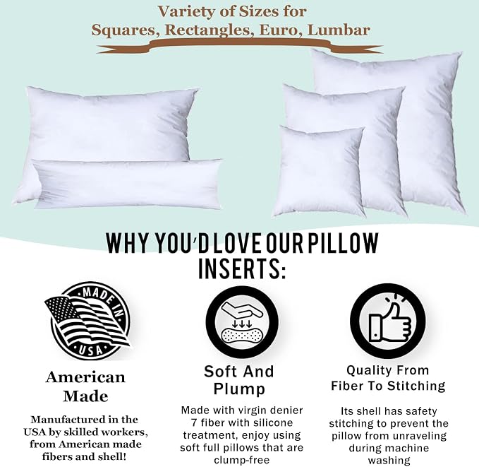 Pillowflex Synthetic Down Pillow Insert 20x30 in - Karate Chop Pillow | Set of 2 - Large Rectangle Sham Forms, Plush Polyester Cotton Blend, Cloud-Like Comfort, Clump-Resistant Fill, Smooth Finish