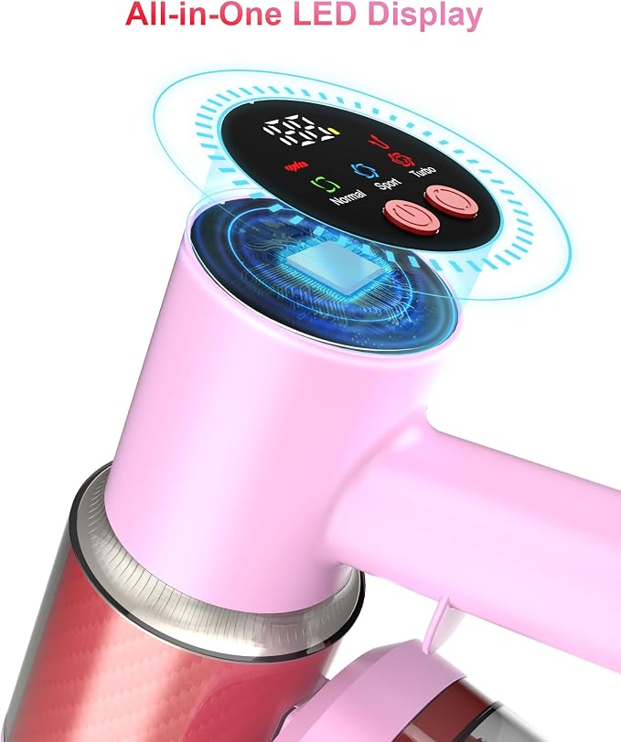 Pink Cordless Stick Vacuum Cleaner, 50Kpa/600W/60 Mins for Home/Pet Hair | Self-Standing and Touch Screen, Anti-Tangle Wireless Vacumm for Carpets/Floors
